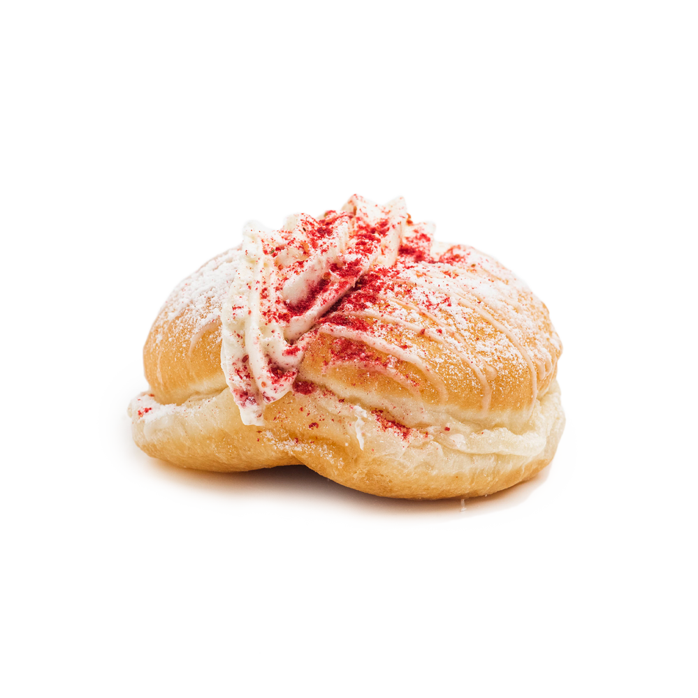 
            
                Load image into Gallery viewer, White Choc Raspberry Mousse Donut | 1360kJ
            
        